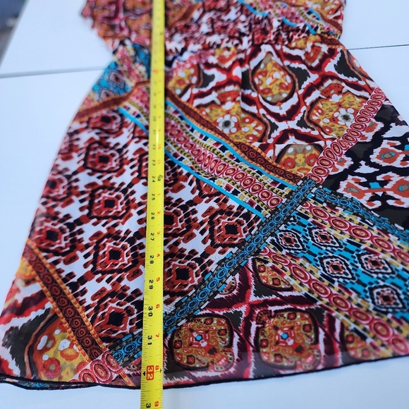 Sweet Storm Dress Juniors Multi Color Flare Mini Dress Casual Sheer Elastic Sz M - Picture 12 of 12